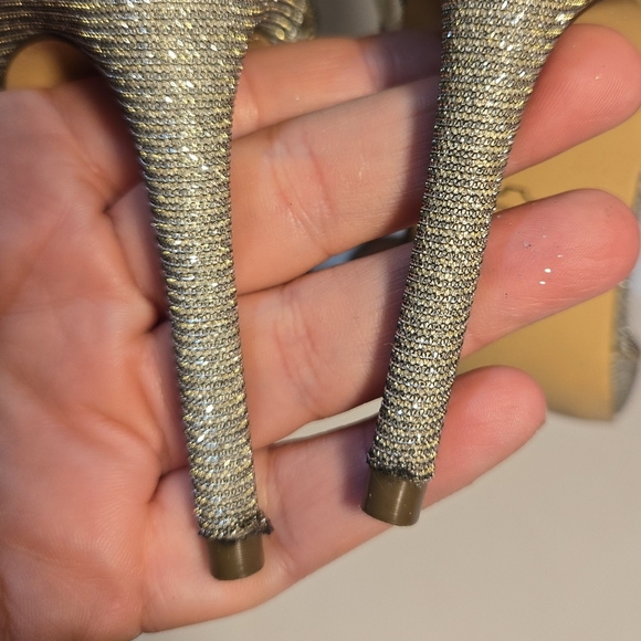 Nina's Dress Pump Women's Size 7 M Glitter Dress Heels Silver Caleya Tie Front - Picture 7 of 12